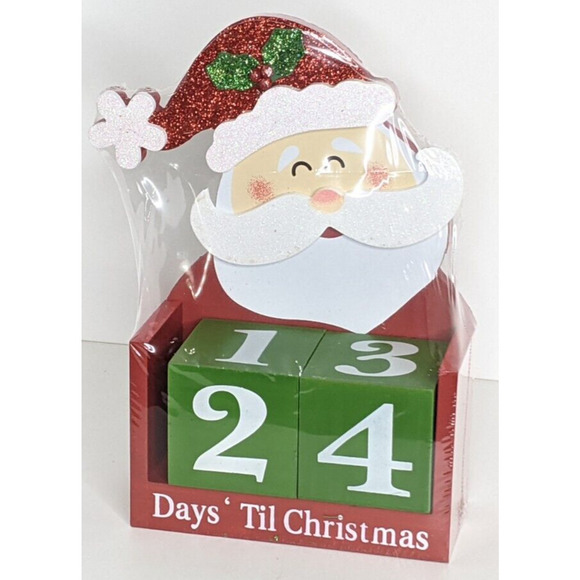 Santa Claus DAYS TIL CHRISTMAS Block Calendar Wood Large Hobby Lobby NEW - Picture 3 of 3